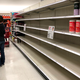 Shelves where disinfectant wipes are usually displayed at a Target store on March 2, 2020 in Novato, California in the Bay Area.